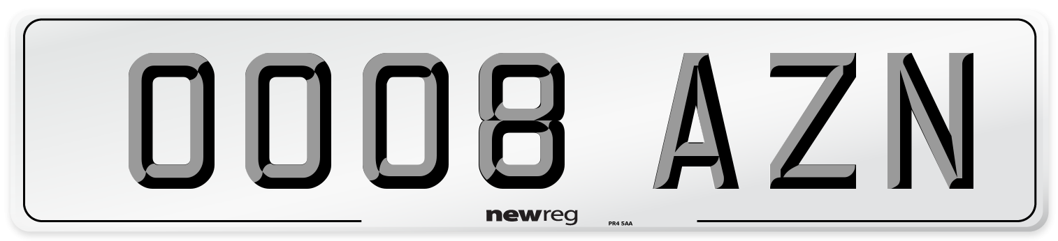 OO08 AZN Number Plate from New Reg